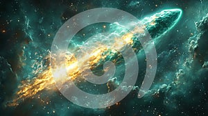 Soft Mint Watercolor Comet Streak Background photo