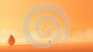 Soft Orange Abstract Scene with Floating Forms