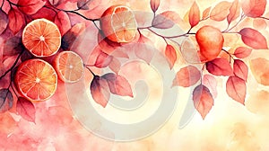 Soft Orange Citrus Slice Watercolor Background photo