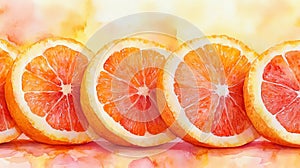 Soft Orange Citrus Slice Watercolor Background photo