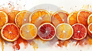Soft Orange Citrus Slice Watercolor Background photo