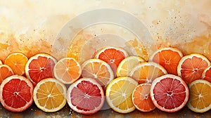 Soft Orange Citrus Slice Watercolor Background photo