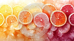 Soft Orange Citrus Slice Watercolor Background photo