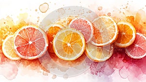 Soft Orange Citrus Slice Watercolor Background photo