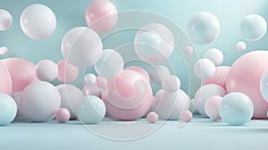 Soft pastel-colored spheres floating in a serene and dreamy background, evoking a sense of lightness and tranquility