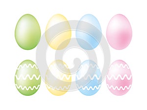 Soft pastel easter shiny eggs icon set vector isolated on a white background