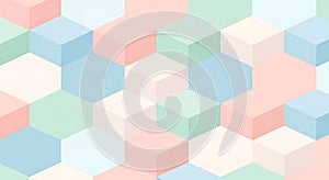 Soft Pastel Geometric Cube Pattern Background