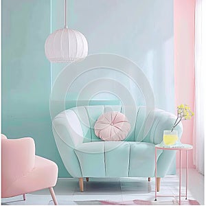 Soft Pastel Living Room