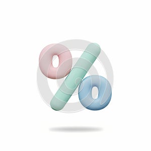 Soft Pastel Percentage Symbol 3D Render