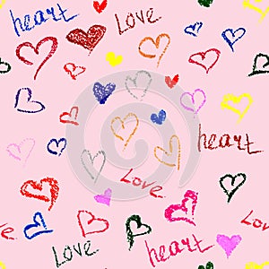 Soft Pastel Seamless Pattern of Hearts. Wedding And Valentine's Day Concept