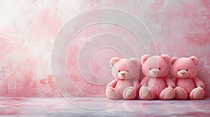 Soft Peach Watercolor Teddy Bears Background photo