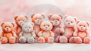 Soft Peach Watercolor Teddy Bears Background photo