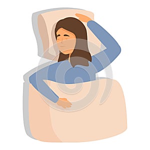 Soft pillow girl sleeping icon cartoon vector. Peaceful cozy relaxation