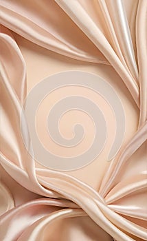 A soft pink and beige curly satin fabric
