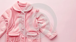 Soft Pink Fleece Children& x27;s Jacket on Pastel Background - Cozy Kidswear Fashion