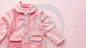 Soft Pink Fleece Children\'s Jacket on Pastel Background - Cozy Kidswear Fashion