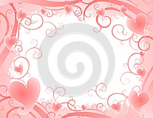 Soft Pink Hearts Swirls Background 2