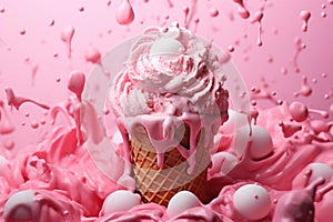 Soft Pink ice cream. Generate Ai