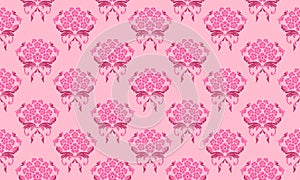 Soft pink and magenta floral pattern, isolated on pink background