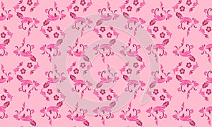 Soft pink and magenta floral pattern, isolated on pink background