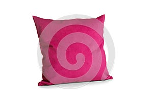 Soft pink pillow isolated on white background