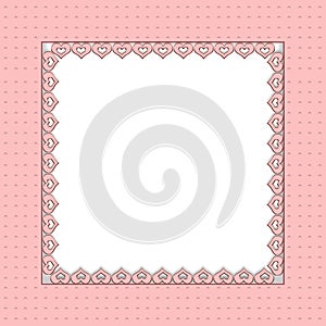 Soft Pink Romantic and Delicate Border with hearts in cut-out designs