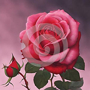 Soft pink rose on pink background