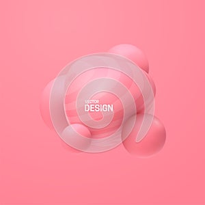 Soft pink spheres. Bubble gum smooth shapes.