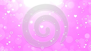 Soft pink and white background with hearts and circles. Valentines day bokeh background