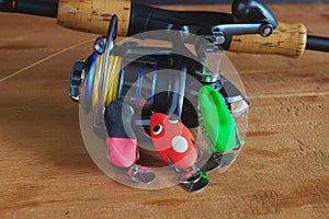 Soft plastic frog lure with fiishing spinning .