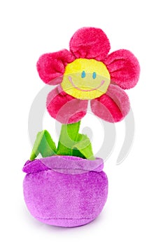 Soft plush toy flower in the pot