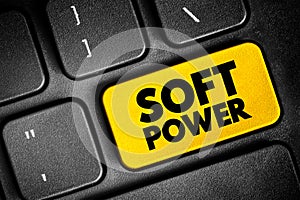 Soft power - ability to attract co-opt rather than coerce, text button on keyboard