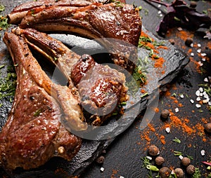 Soft rack of lamb gourmet dish photo