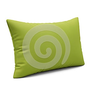 A single rectangular lime green throw pillow with a soft texture isolated on white background