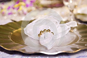 Soft romantic table setting for wedding