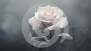 Soft And Romantic White Rose With Rain Drops