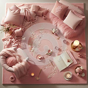 Soft rose pink area rug with a plush feel, photo v