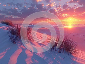 Soft sand dunes at sunrise