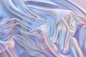 Soft satin waves in a tranquil holographic dreamscape. AI generated