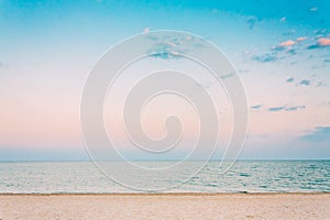 Soft Sea Ocean Waves Wash Over White Sand, Beach Background