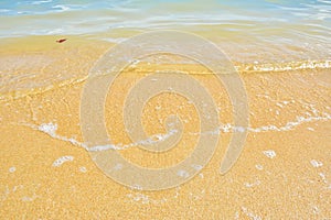 Soft sea wave on the sand beach at Samui island in Thailand