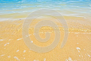 Soft sea wave on the sand beach at Samui island in Thailand