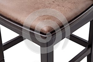 Soft seat of a wooden chair with a clipping path on a white background