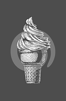Soft serve ice cream in a cone