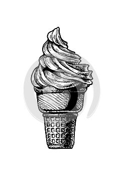 Soft serve ice cream in a cone photo