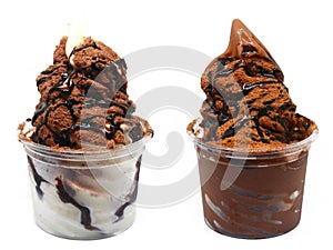 soft serve ice cream in a cup with topping