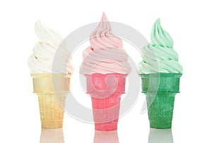 Soft Serve Ice Cream or Frozen Yogurt Cones photo