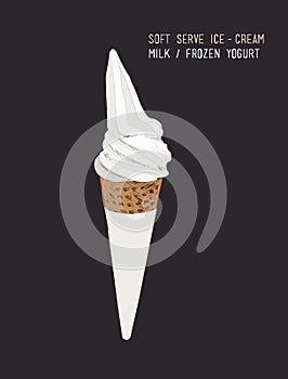 Soft serve ice-cream / Frozen Yogurt in Waffle cone .