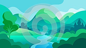 Soft shades of green and blue representing the calmness and stability of contentment.. Vector illustration. photo