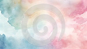 Soft Shading Watercolor Background with Rainbowcore Aesthetic: Featuring Various Colors Blended with Light Aquamarine and Pink photo